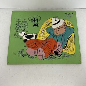 Vintage Playskool Little Boy Blue Wooden‎ Puzzle #185 11 Pieces Playschool